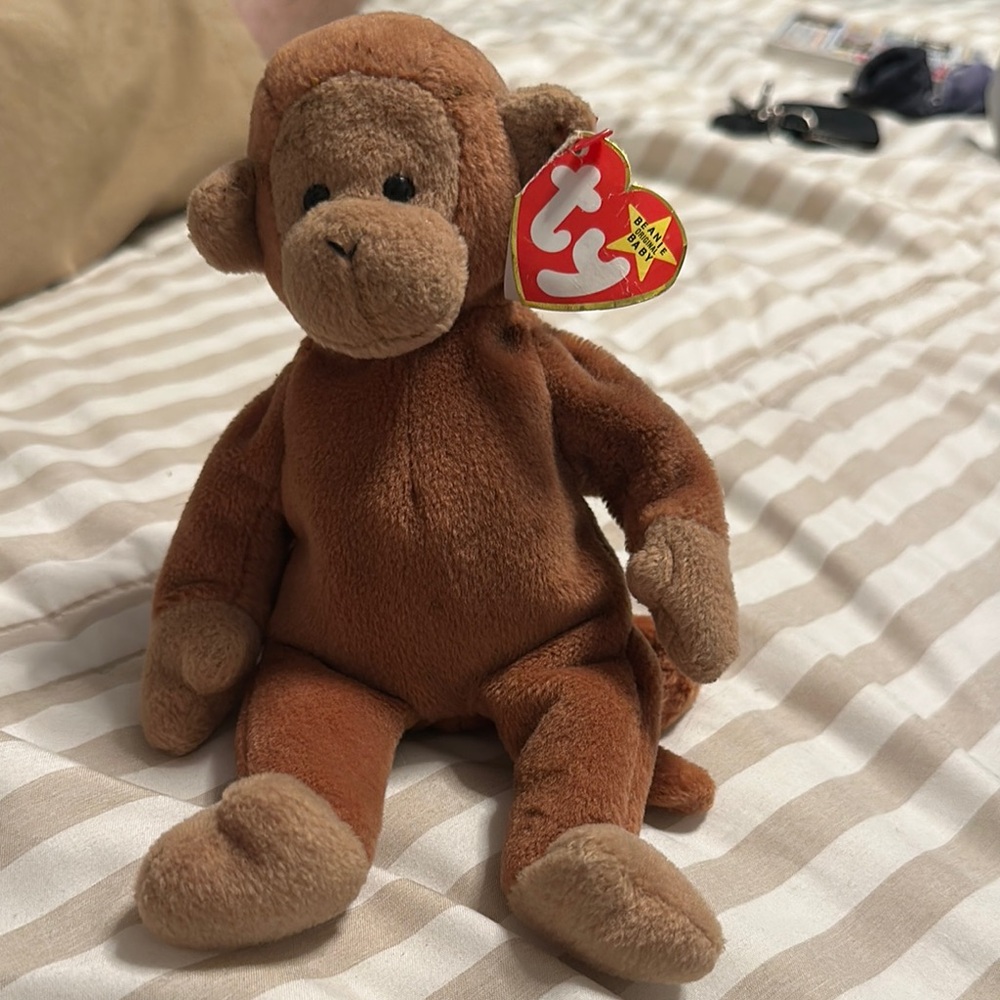 Ty Beanie Baby Brown Stuffed Monkey Plush